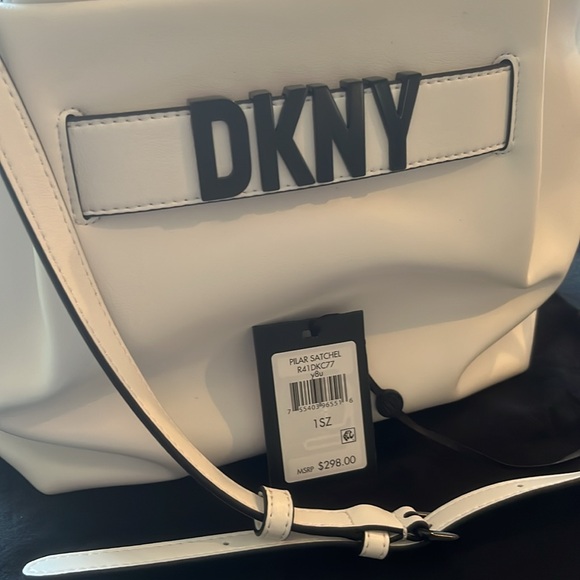 chic satchel by DKNY features multiple pockets - Picture 4 of 6
